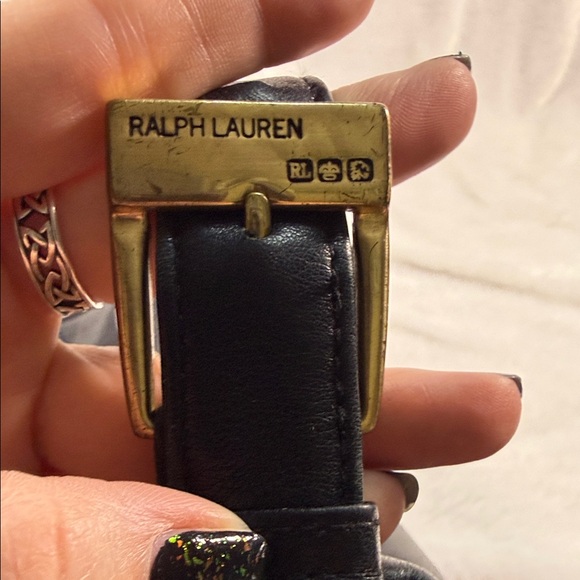 Ralph Lauren Black Leather Bag with Gold Accents - Picture 5 of 12